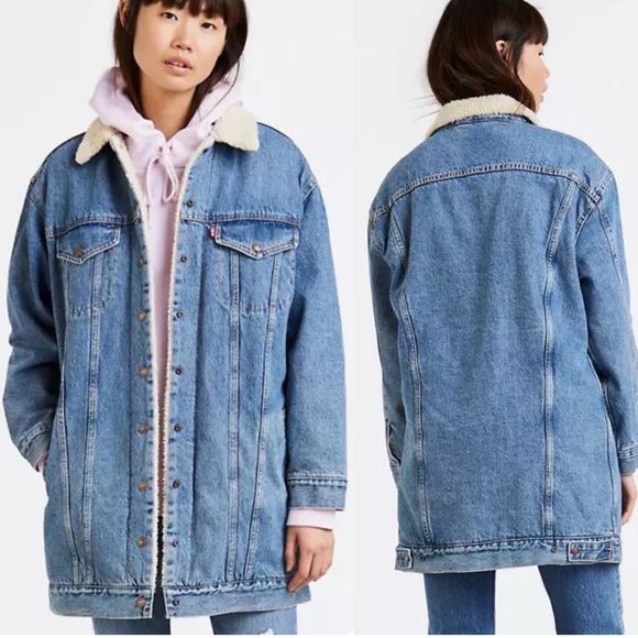 Levi’s Long Sherpa Denim Trucker Jacket